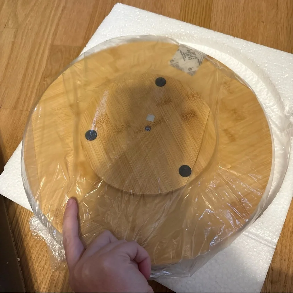 Cowboys Bamboo Cutting Board Lazy Susan Spinning Circle Wood Charcuterie NEW